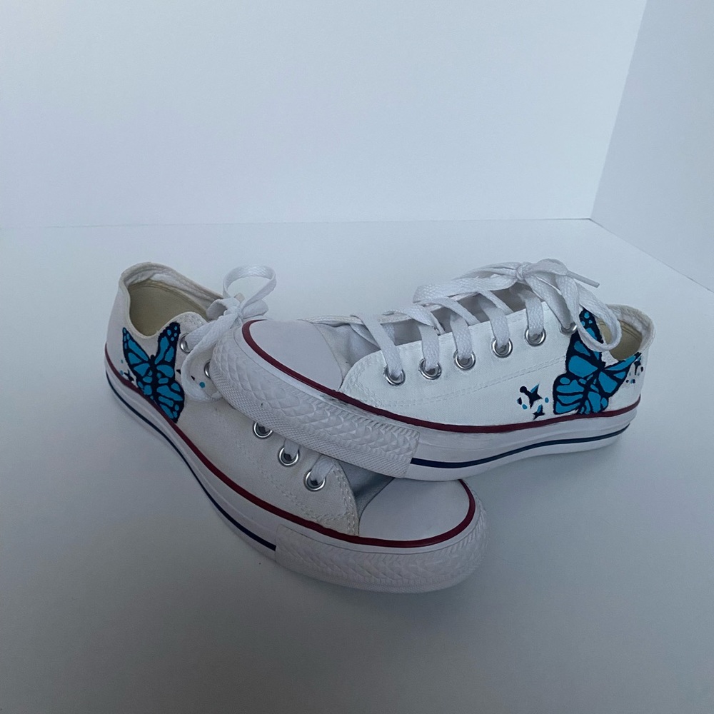 Custom White Converse - Chuck Taylor All Star Classic Low Top Shoes (NEW)